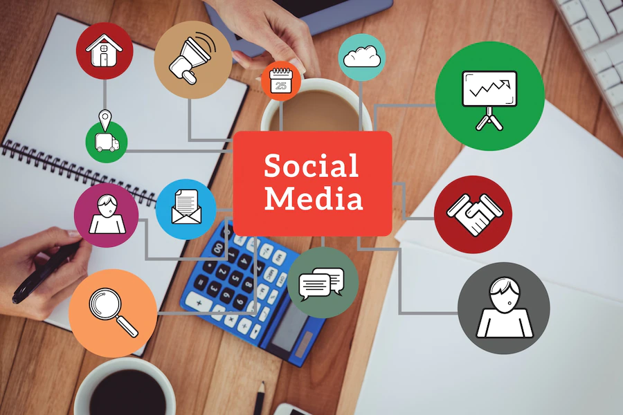 structure social media with colored icons 1134 73